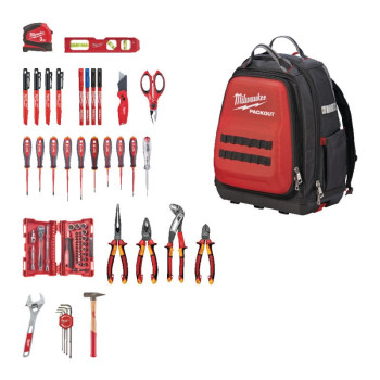 MILWAUKEE 4932498407 Plecak Packout z narzędziami dla elektryka 76szt.