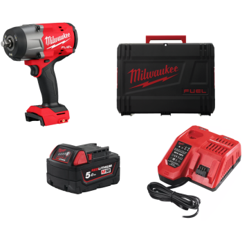 KLUCZ UDAROWY AKUMULATOROWY MILWAUKEE M18FHIW2F12-502X  1/2'' 2034/1491 1 AKUMULATOR M18B5 5AH 18V SZYBKA ŁADOWARKA M12-18FC