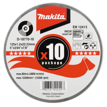 MAKITA D-18770-10 CIENKIE TARCZE TNĄCE 125mm 10SZT